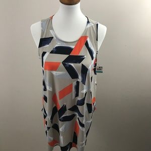 NEW Alfani Sleeveless Gray Geometric Print Blouse